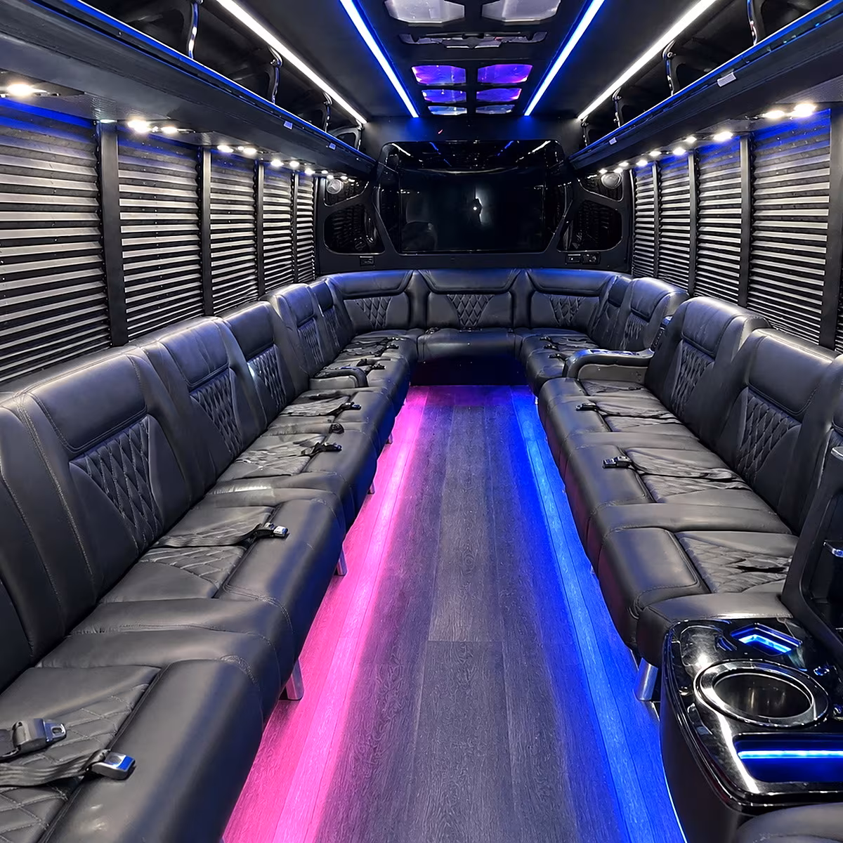 Fayetteville Bachelor & Bachelorette Transportation party bus interior