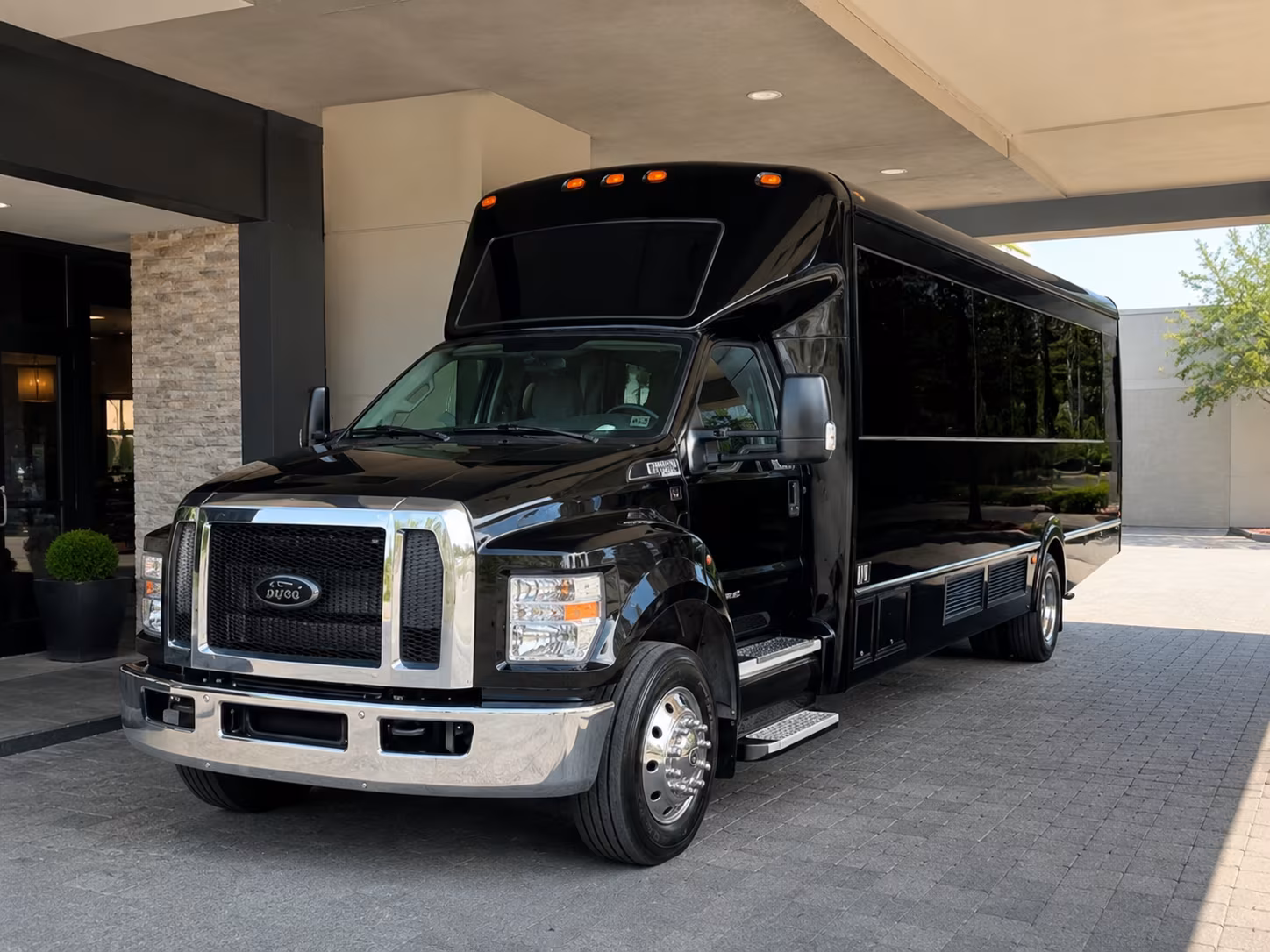 Fayetteville Private Event Transportation party bus exterior