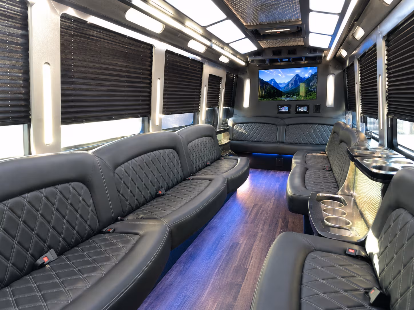 Fayetteville Private Event Transportation party bus interior