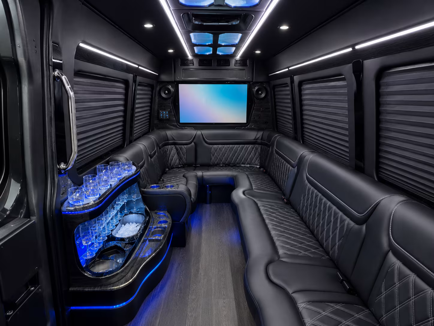 Fayetteville School Event Transportation party bus exterior