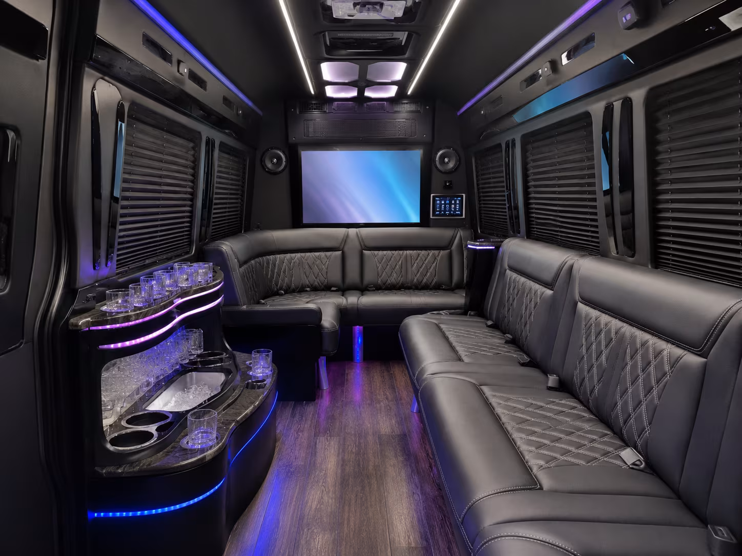 Fayetteville School Event Transportation party bus exterior